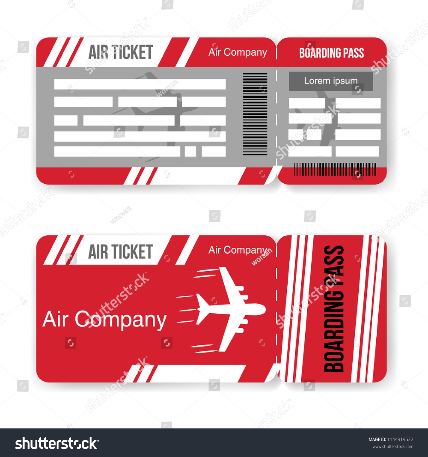 Airline Boarding Pass Ticket Template Isolated Stock Vector (Royalty ...