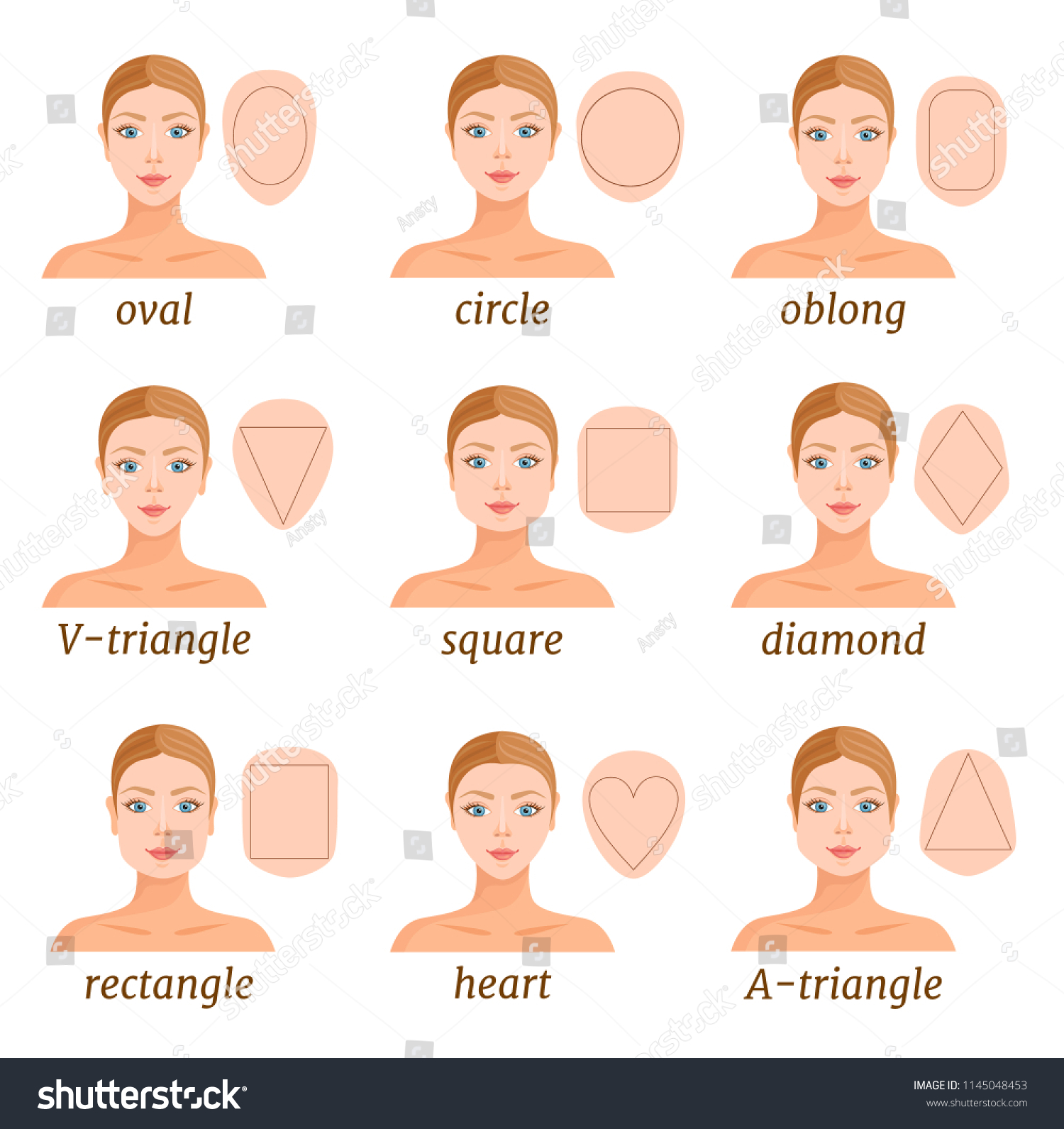 Set Different Face Shapes Vector Illustration Stock Vector (Royalty ...