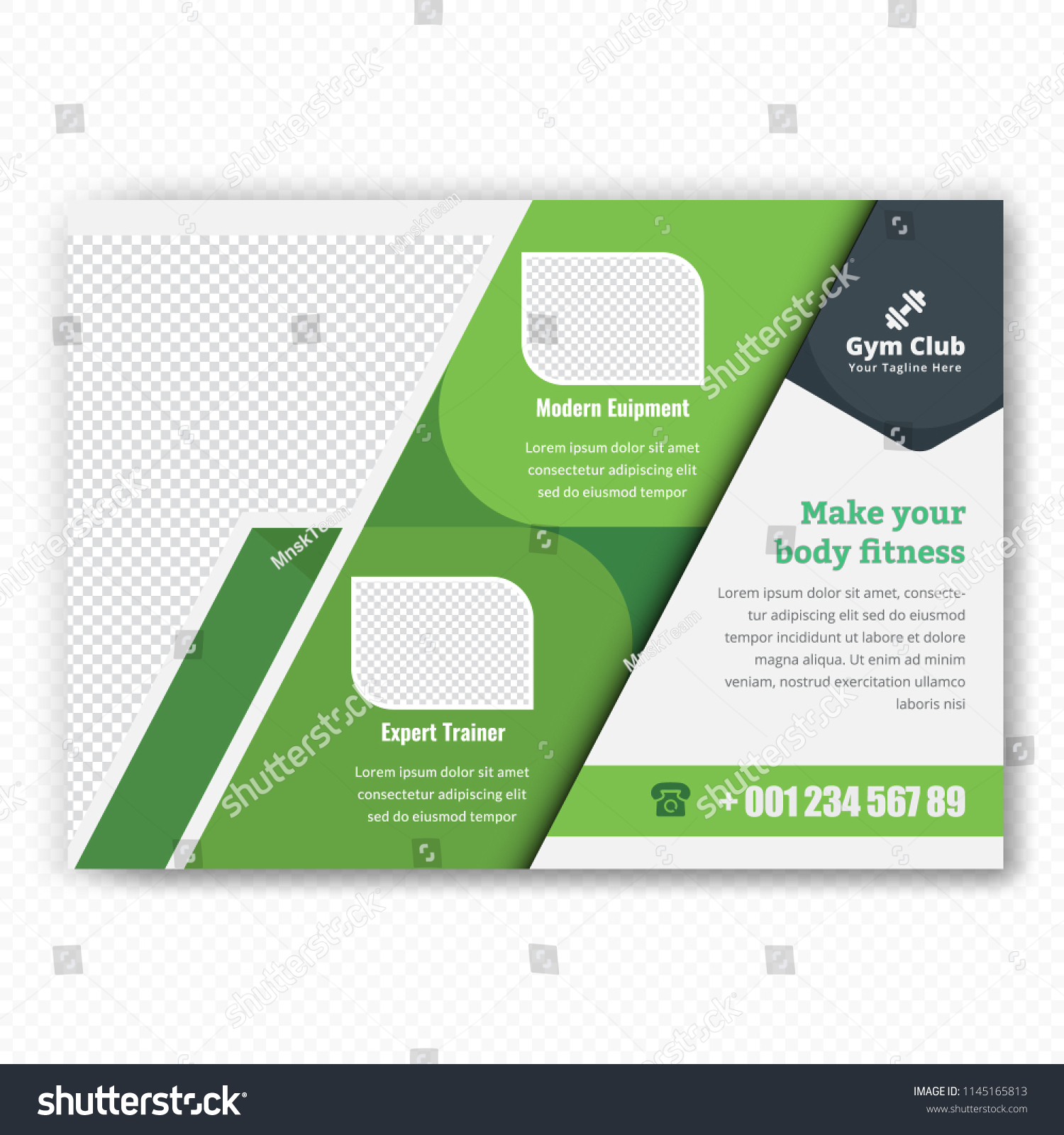 Horizontal Fitness Center Flyer Poster Cover Stock Vector (Royalty Free ...