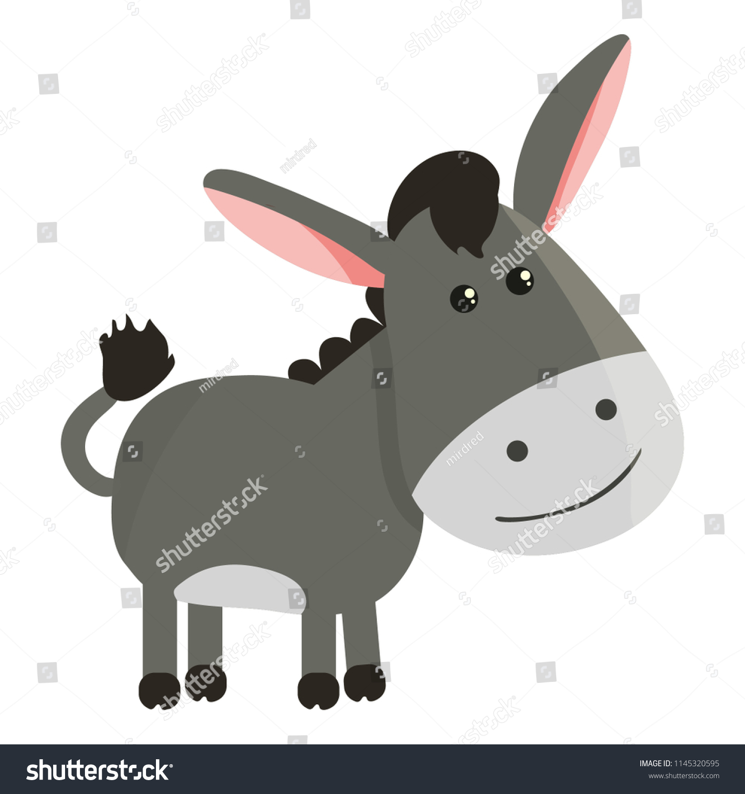 Cartoon Donkey Smile Happy Stock Vector (Royalty Free) 1145320595 ...