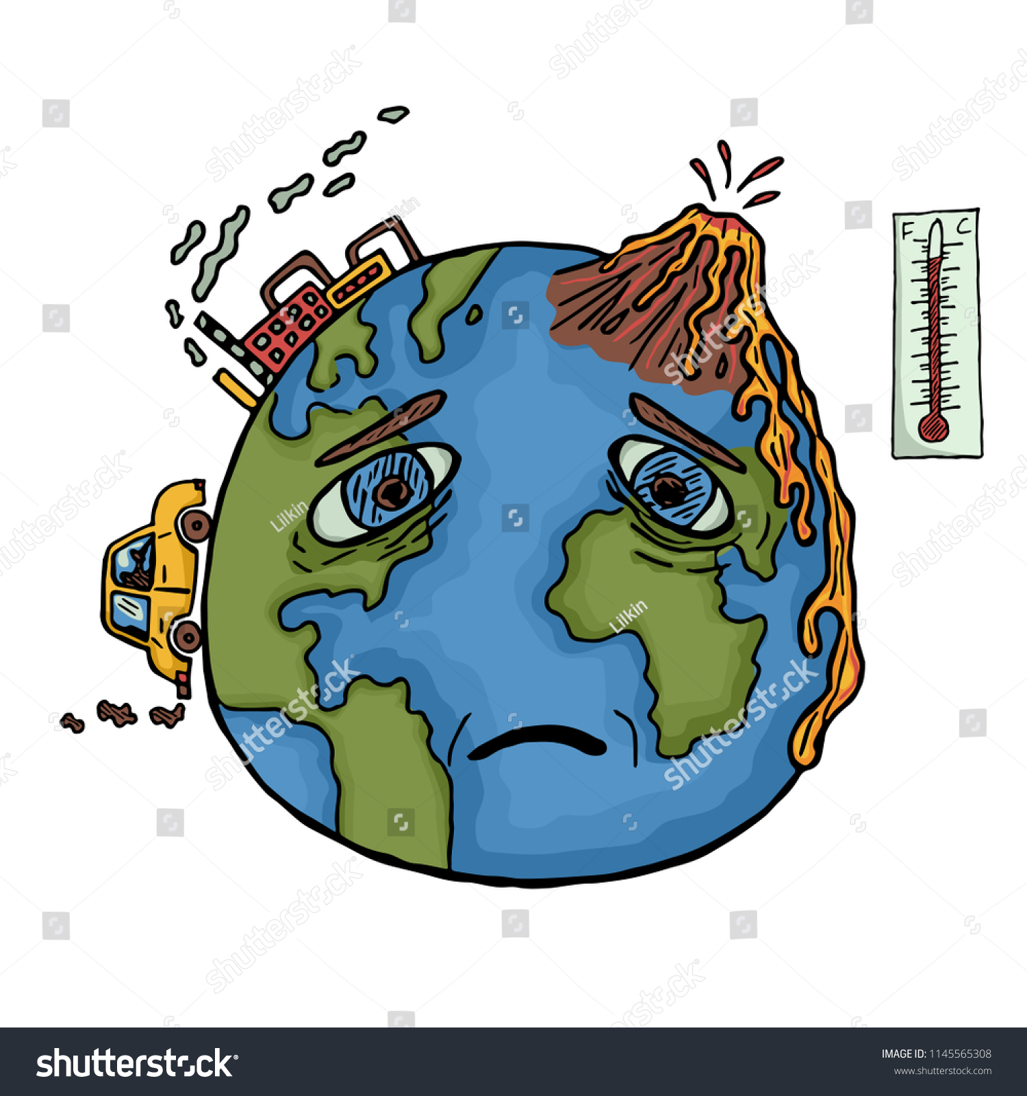 Иллюстрация загрязненная планеты земля
