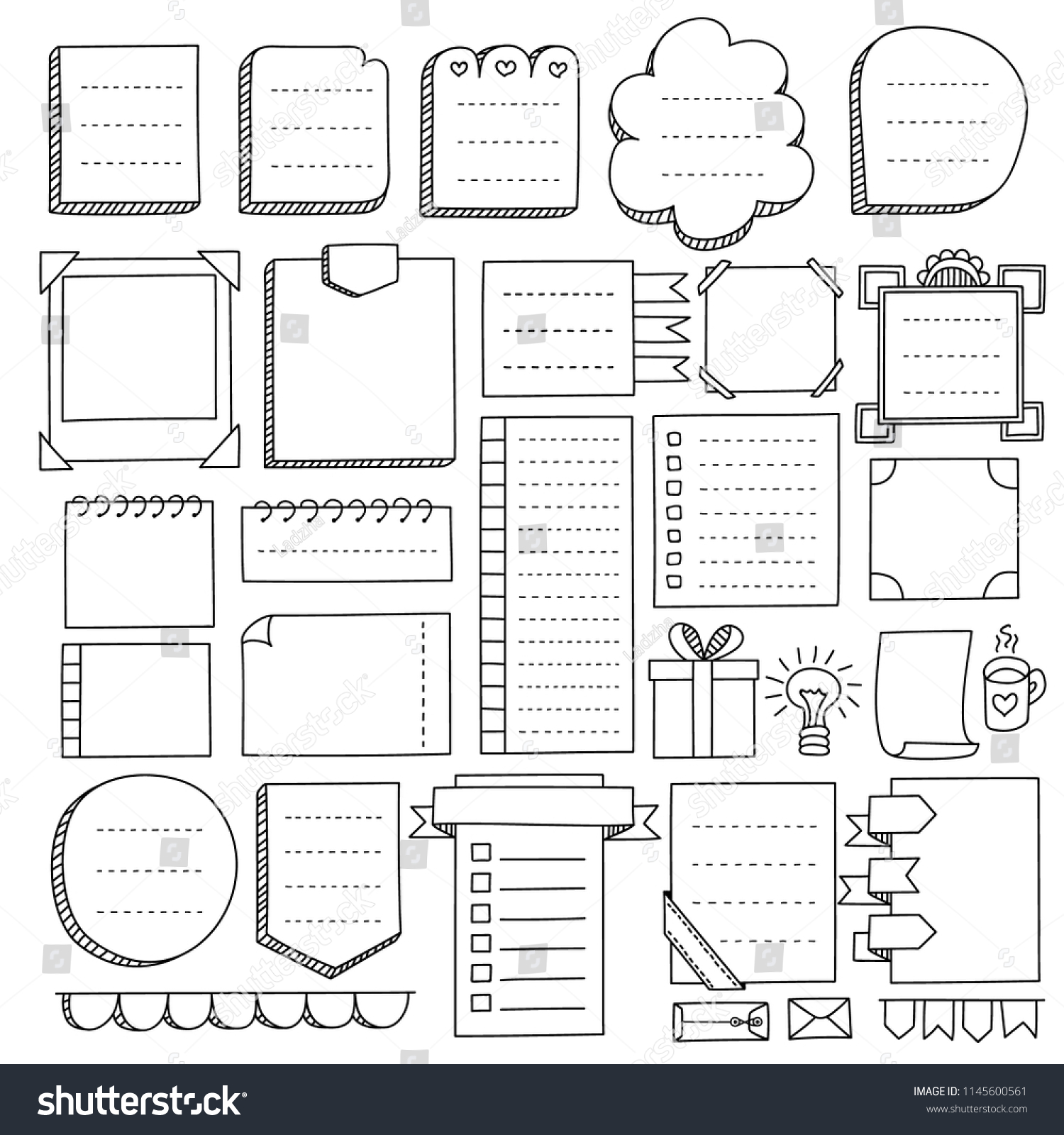 Bullet Journal Hand Drawn Vector Elements Stock Vector (Royalty Free