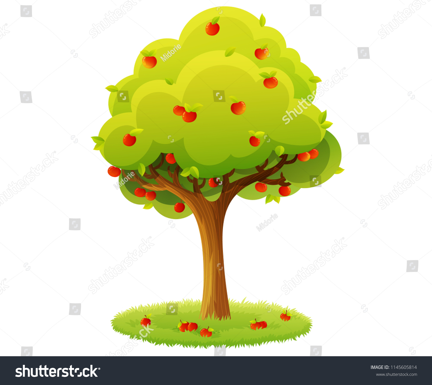 Colorful Apple Tree Red Apples On Stock Vector Royalty Free Shutterstock