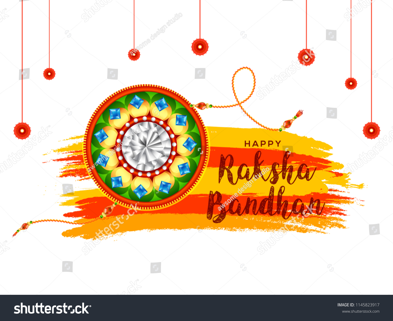 Illustration Raksha Bandhan Greeting Card Design Stock Vector (Royalty ...