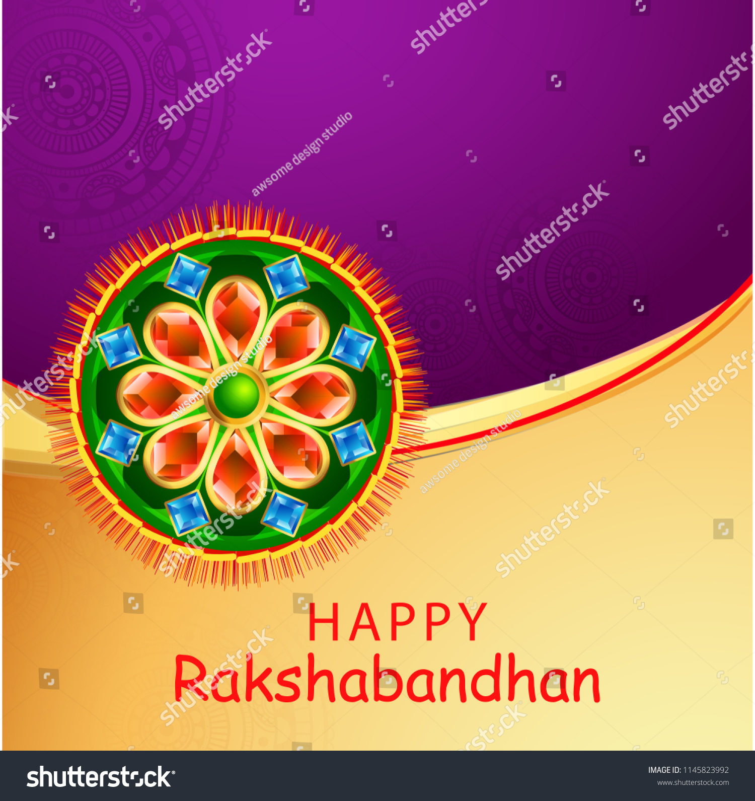 Illustration Raksha Bandhan Greeting Card Design: เวกเตอร์สต็อก (ปลอด ...