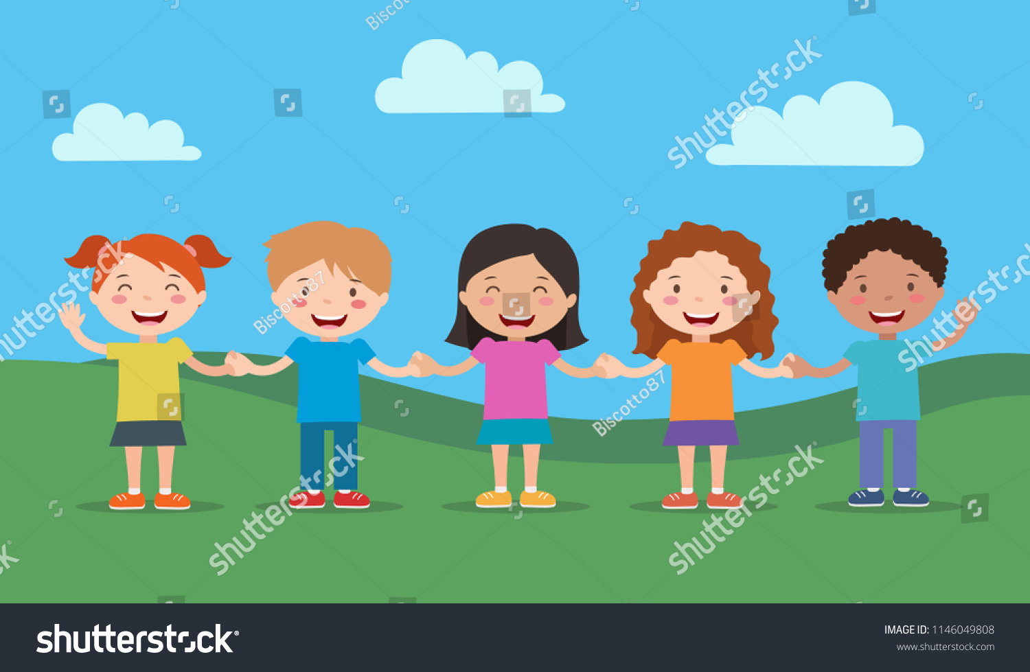 Happy Children Illustration Different Cartoon Boys Stock Vector ...