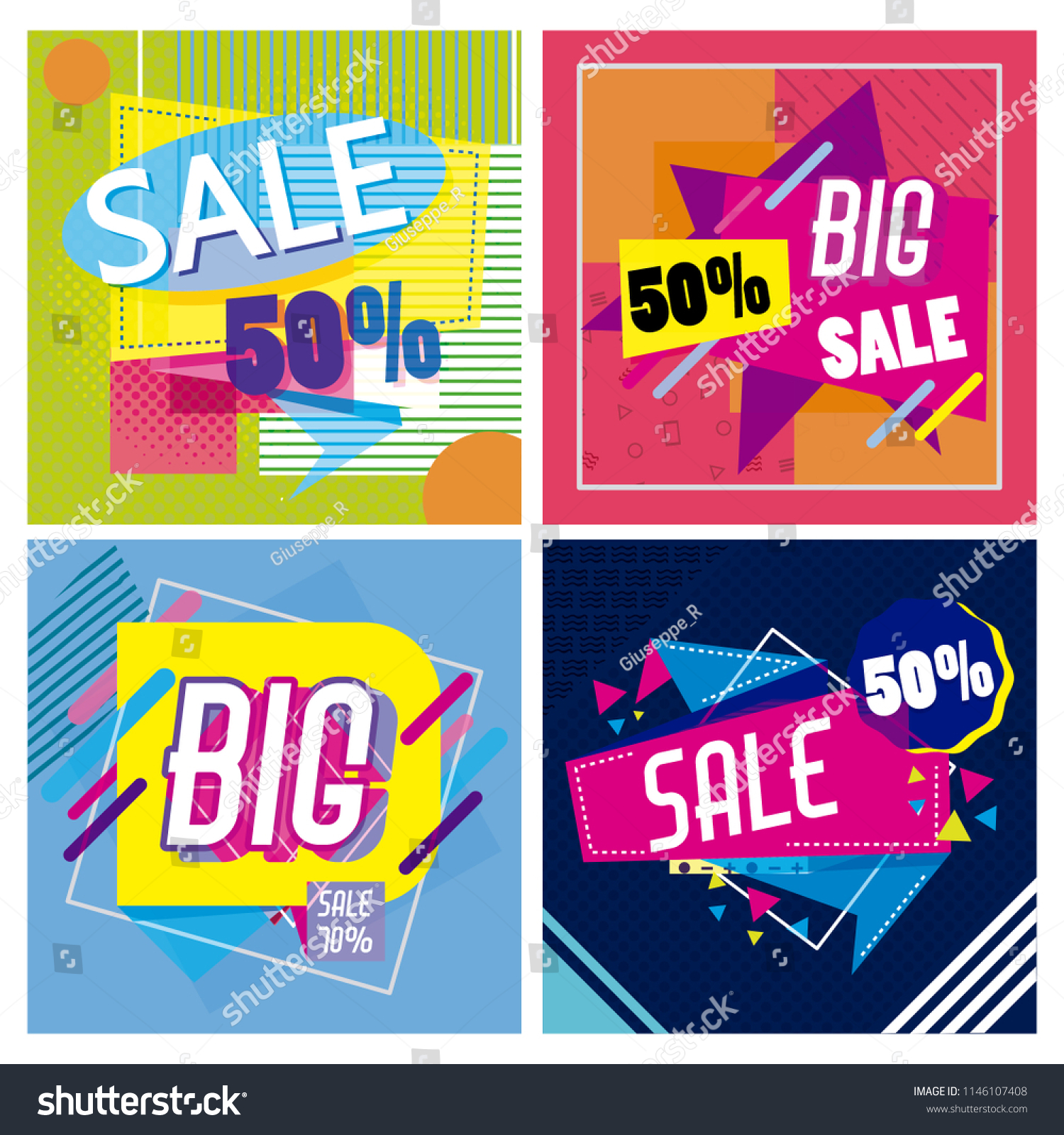 Set Big Mega Sale Posters Stock Vector (Royalty Free) 1146107408 ...