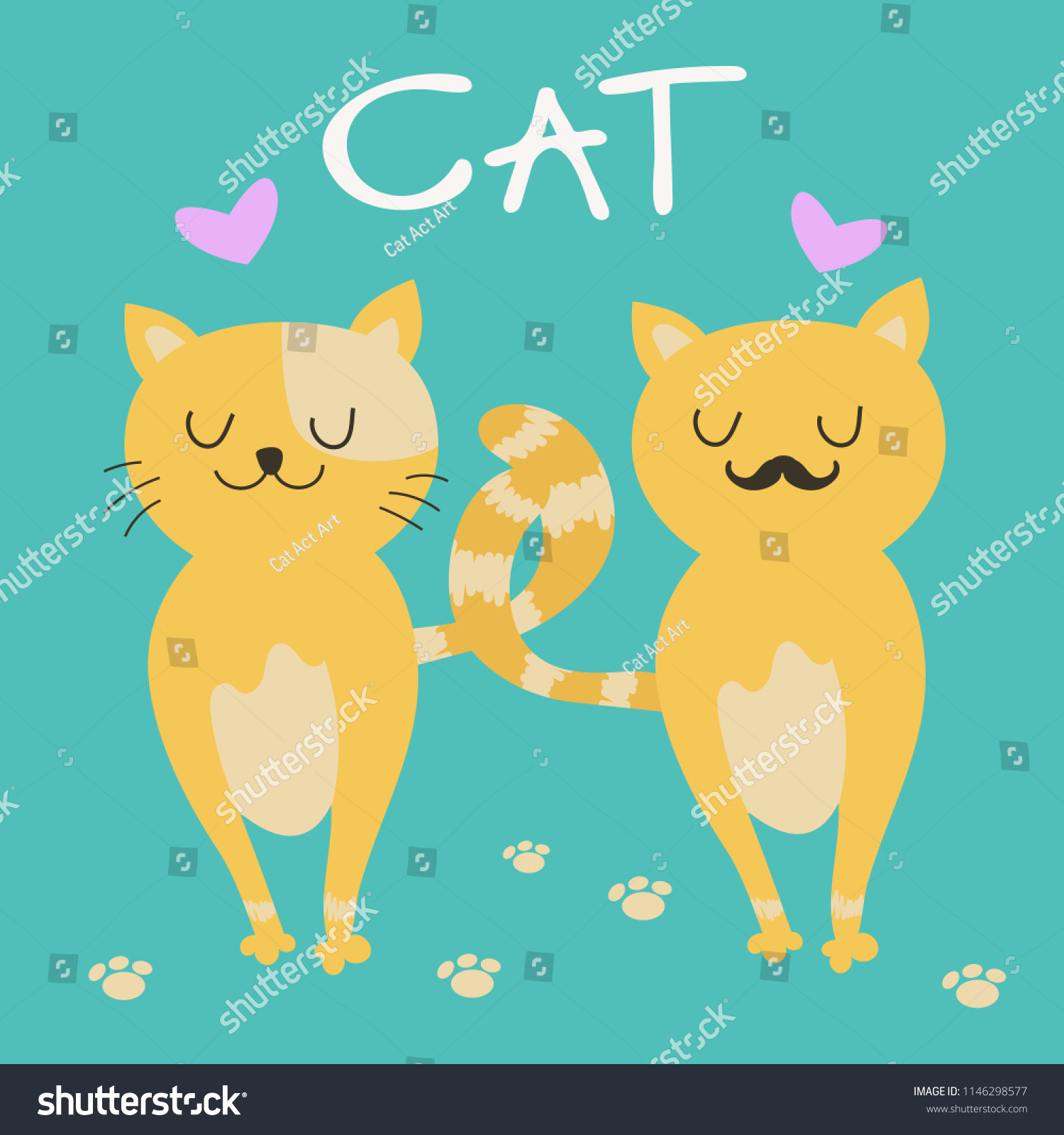 Cute Cat Friendship Vector Illustration Cartoon Stock Vector (Royalty ...