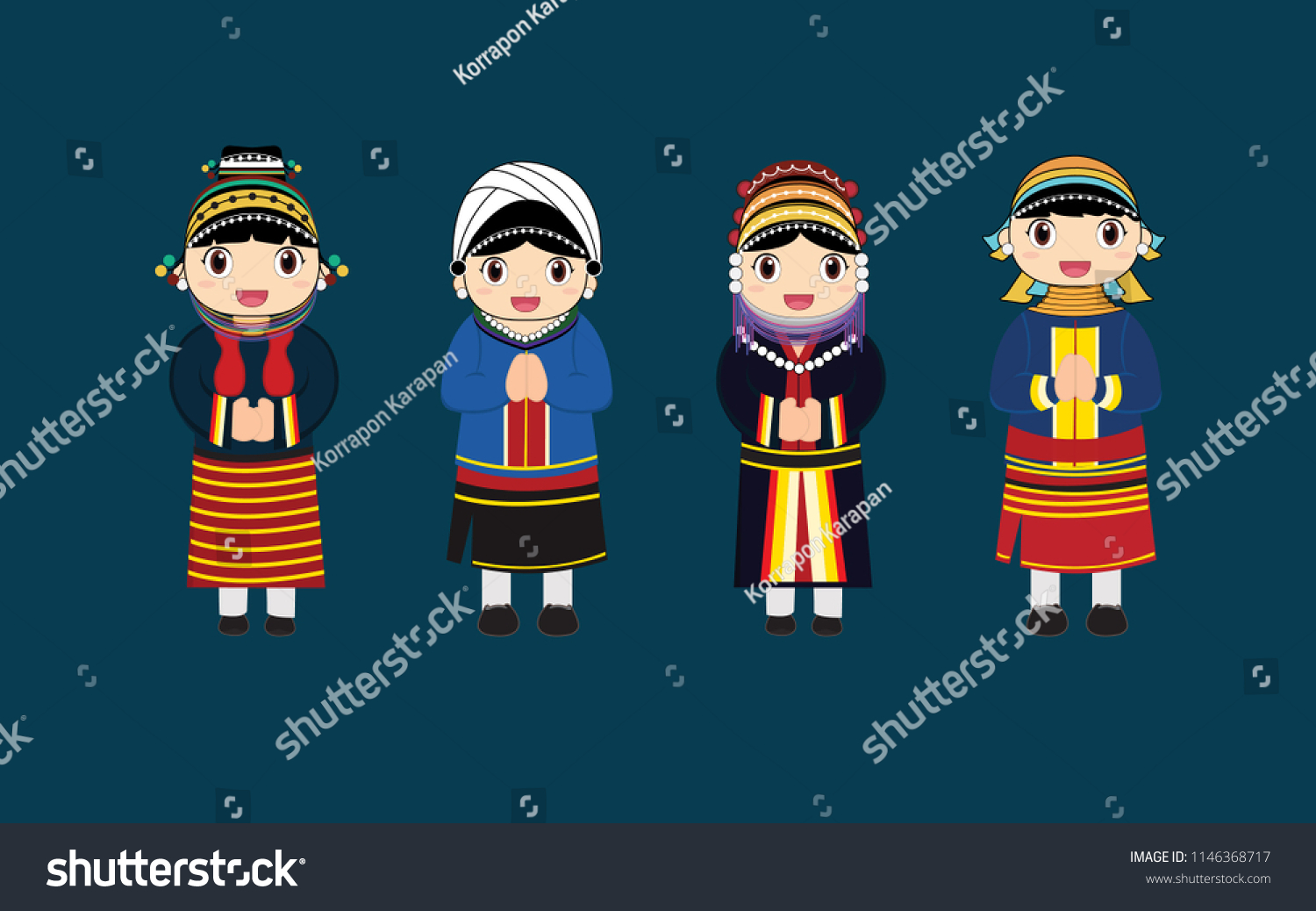 Hill Tribes Thailand Stock Vector (royalty Free) 1146368717 