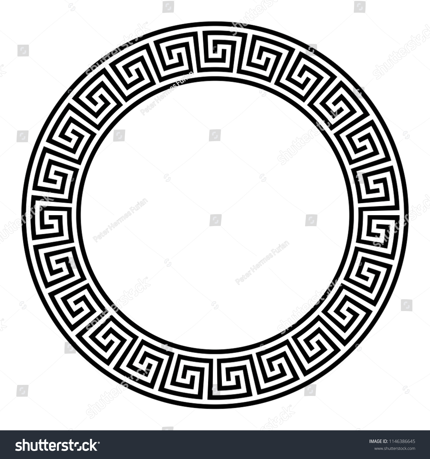 Circle Frame Seamless Disconnected Meander Pattern Stock Vector ...