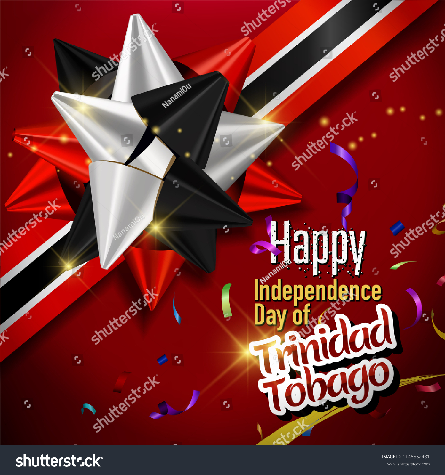 Vektor Stok Happy Independence Day Trinidad Tobago Vector Tanpa