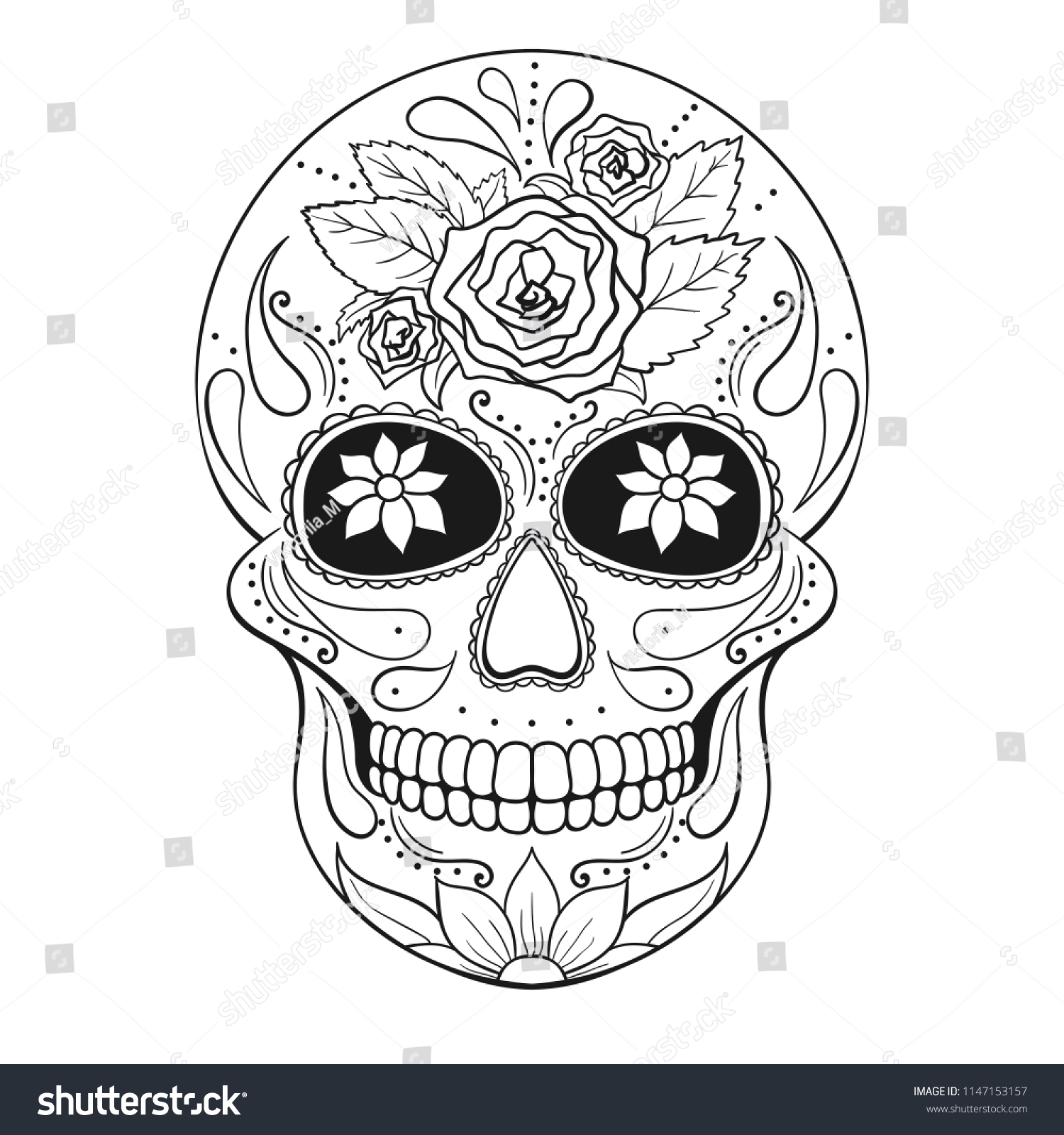 Day Dead Skull Floral Ornament Mexican Stock Illustration 1147153157 ...