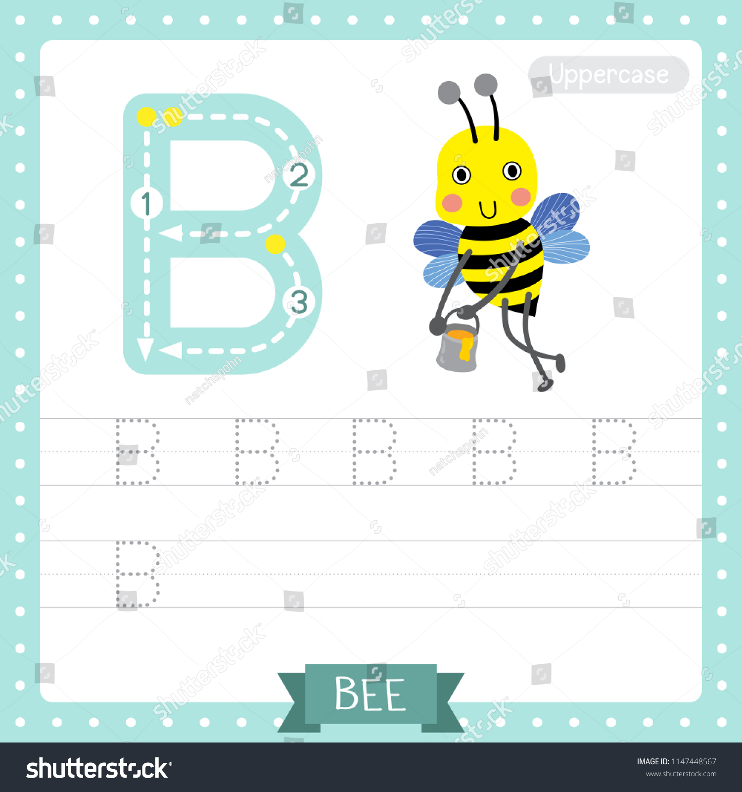 Letter B Uppercase Cute Children Colorful Stock Vector (Royalty Free ...