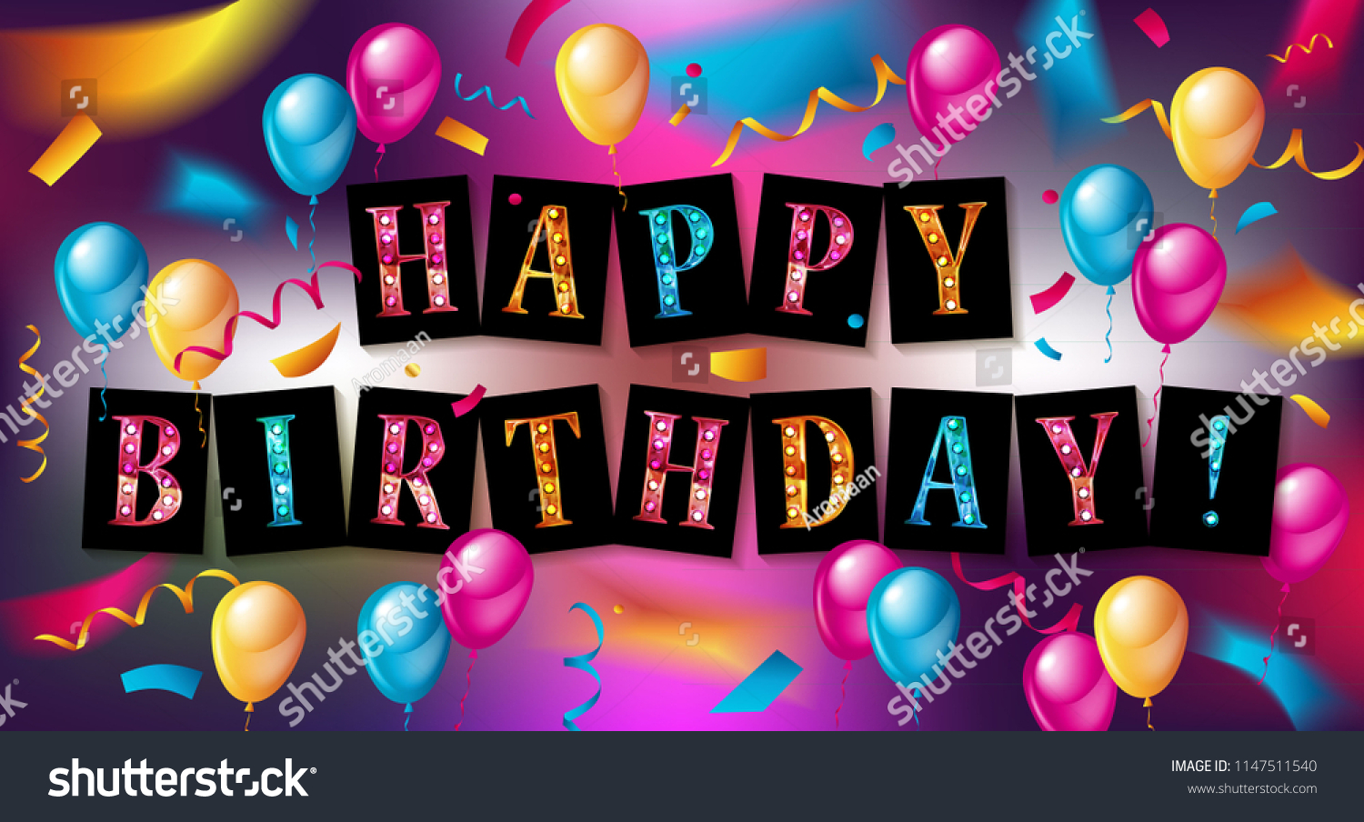 Happy Birthday Celebration Typography Design Greeting Stock ...