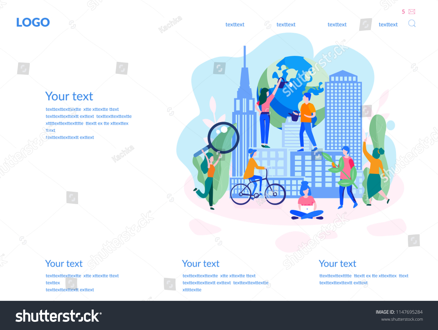 Vector Flat Illustration Green Eco City Stock Vector (Royalty Free ...