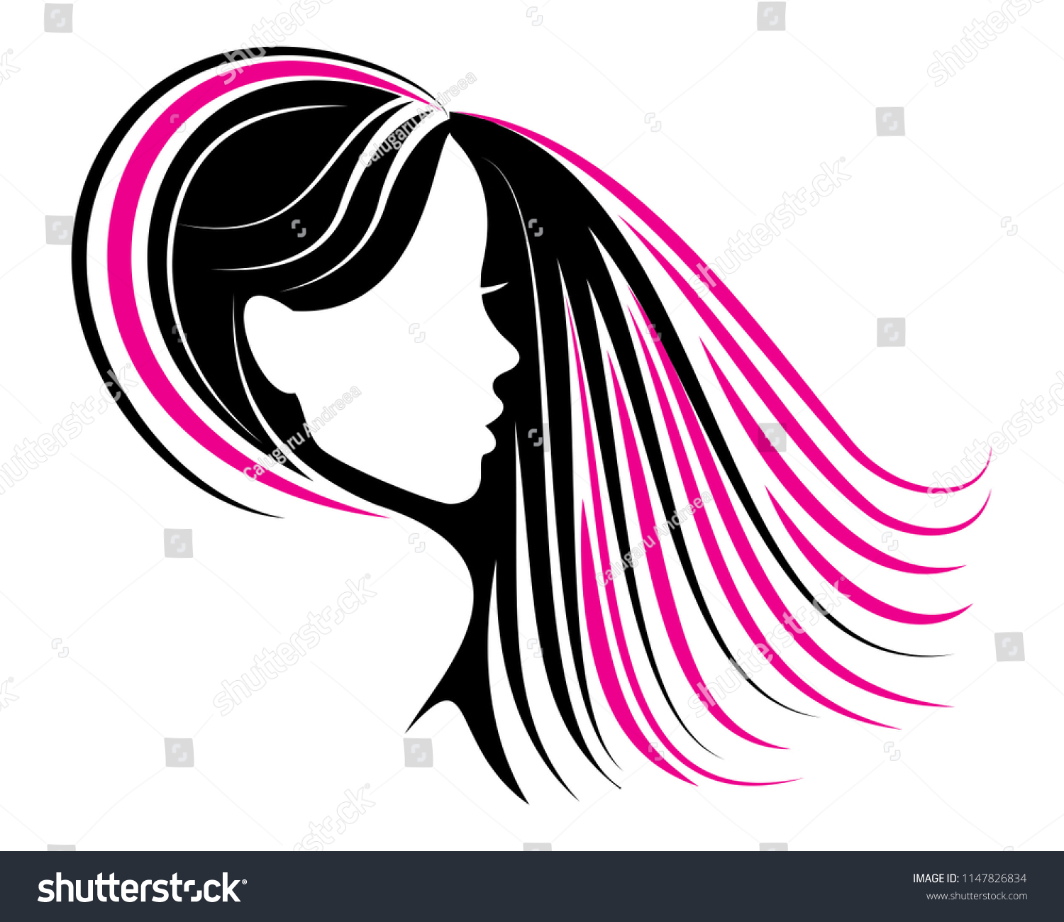 Pink Hair Logo Hair Extensions Business Stock Vector (Royalty Free ...