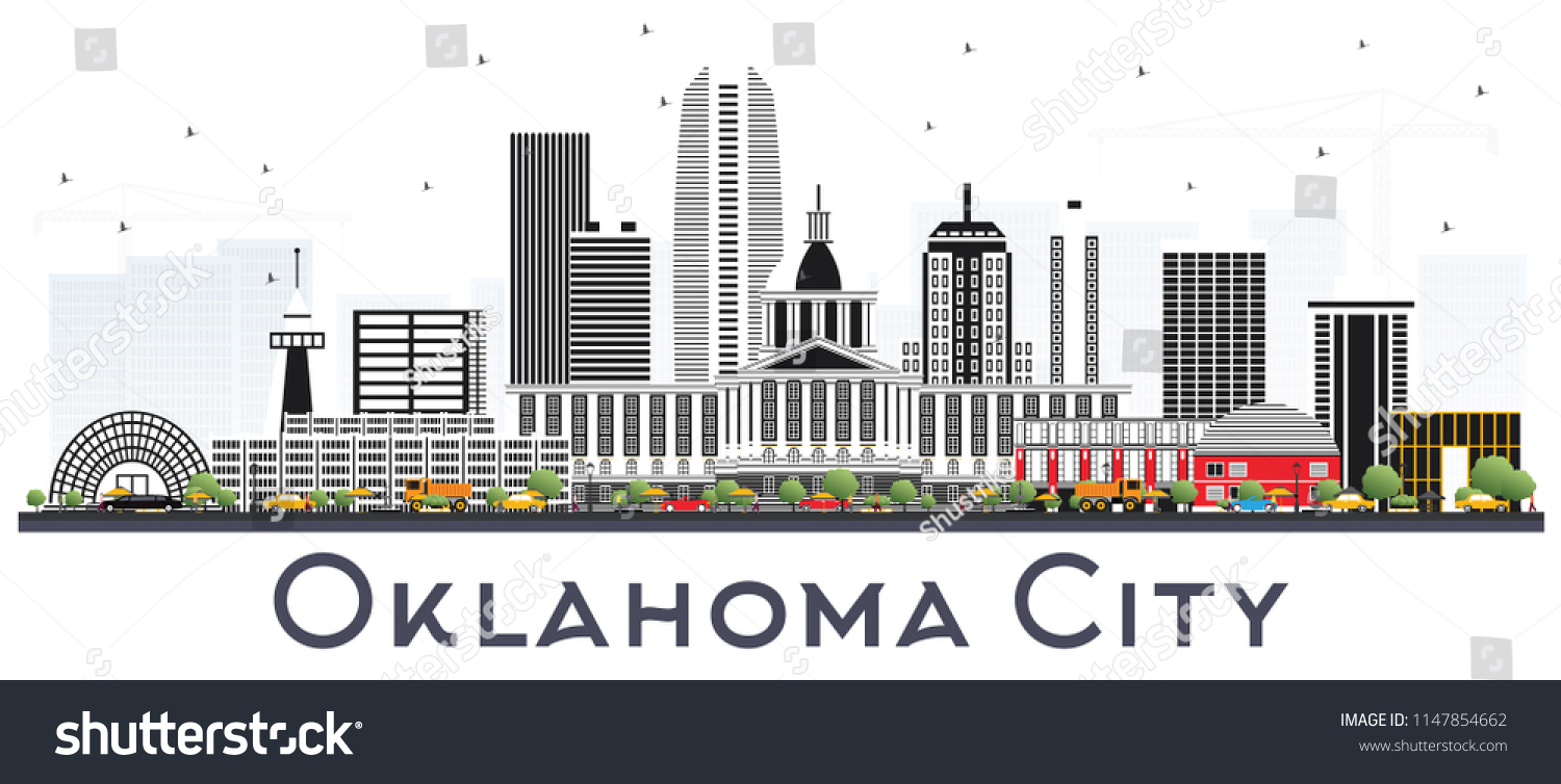 Oklahoma City Skyline Gray Buildings Isolated Stock Vector (Royalty ...