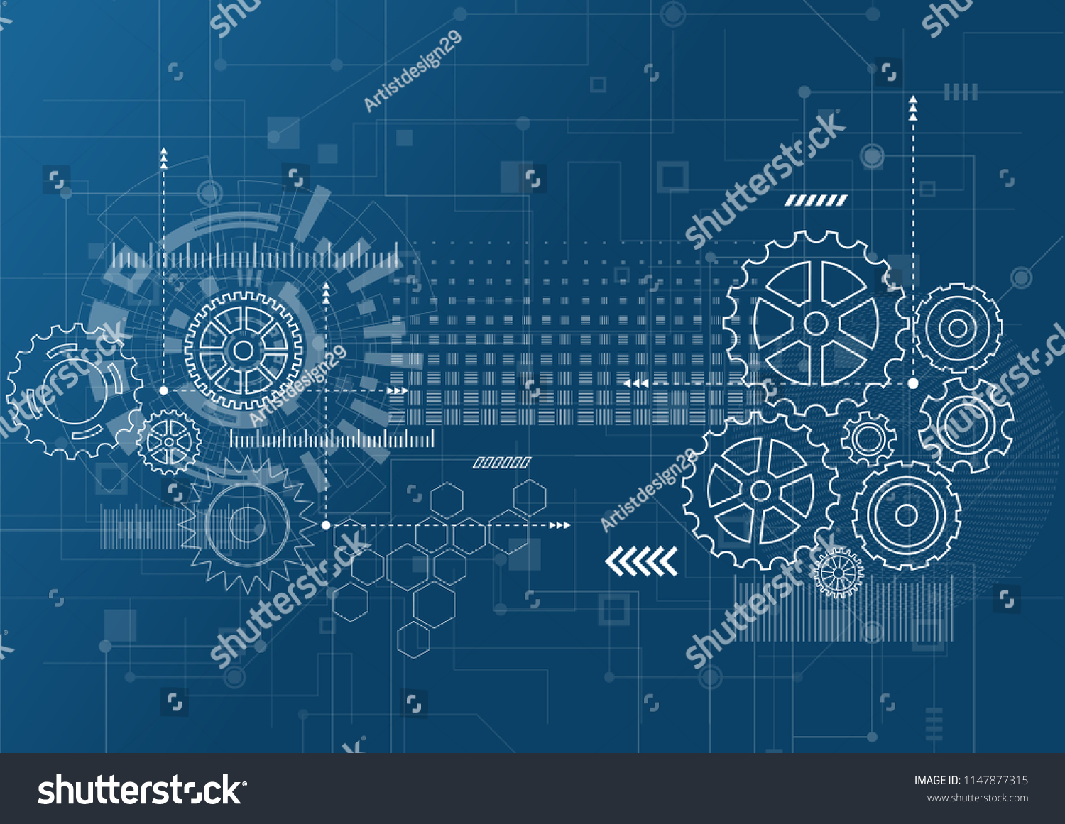 Abstract Technology Background Blue Glowing Connections Stock Vector ...