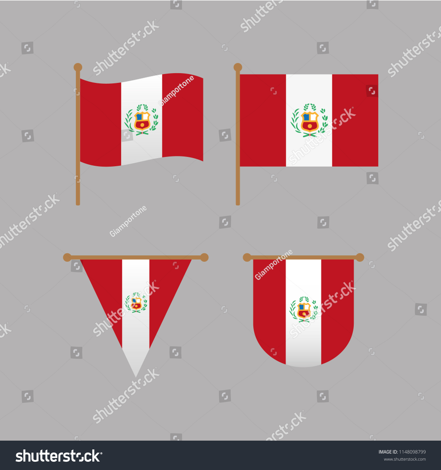 Peruvian Flags Peru National Symbol Stock Vector (Royalty Free) 1148098799  Shutterstock