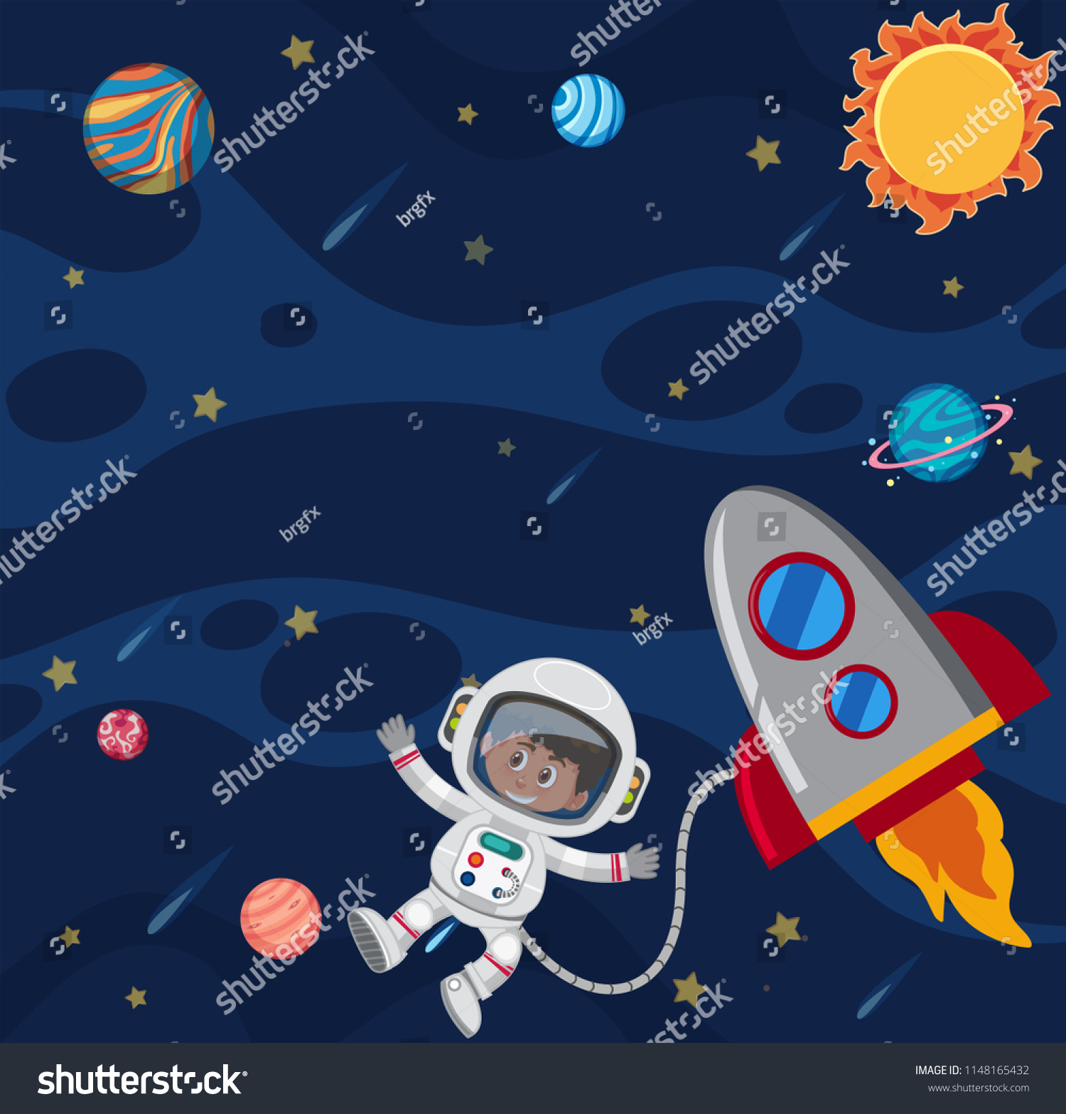 Astronaut Space Illustration Stock Vector (Royalty Free) 1148165432 ...