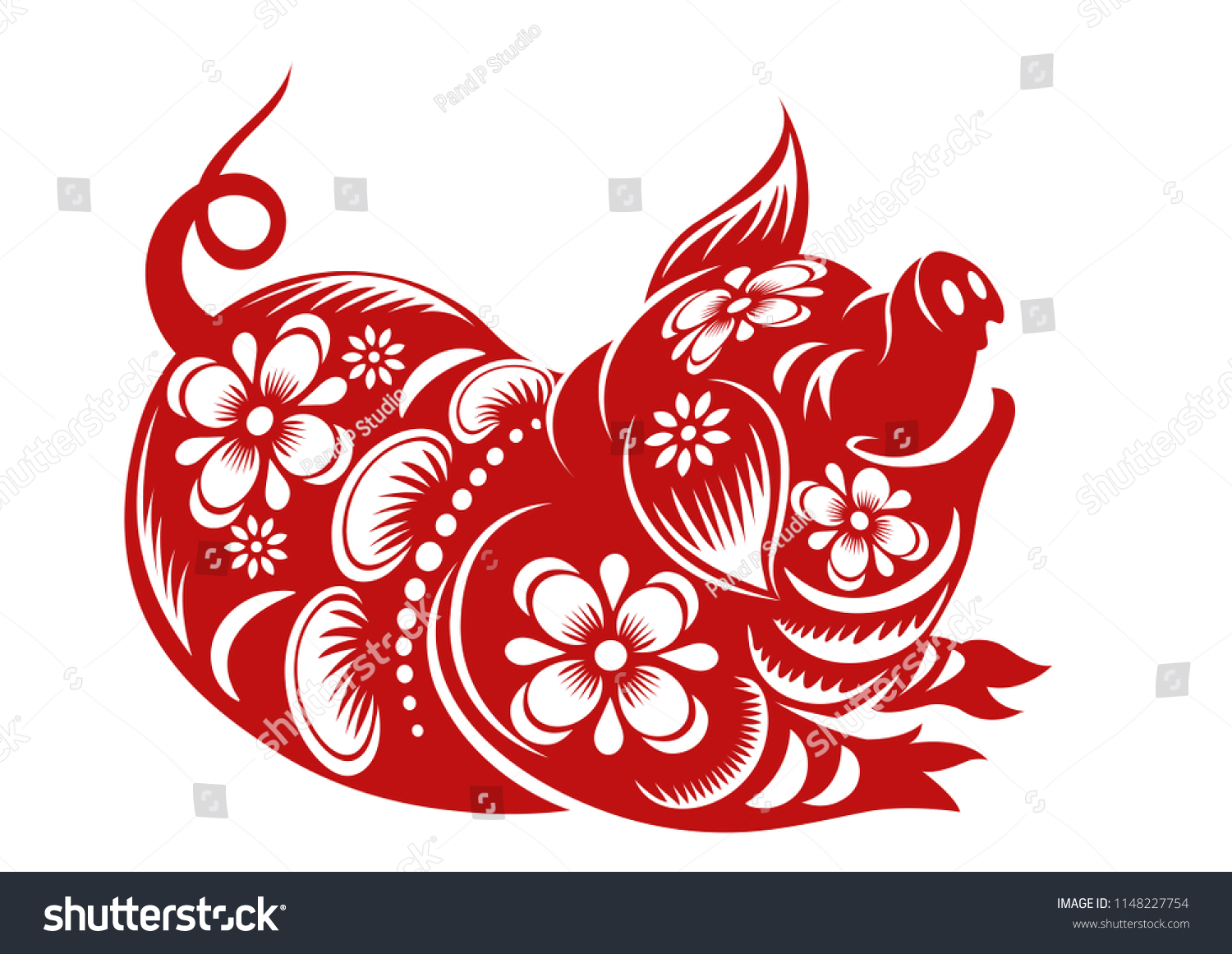 Chinese Zodiac Sign Year Pigred Paper Stock Vector (Royalty Free ...