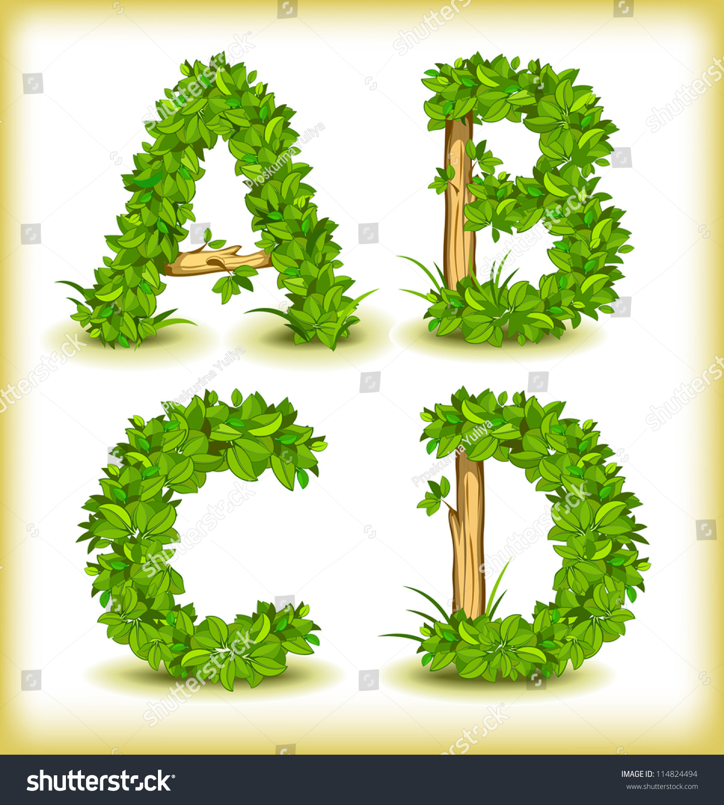 Green Tree Alphabet Font Stock Vector (Royalty Free) 114824494 ...