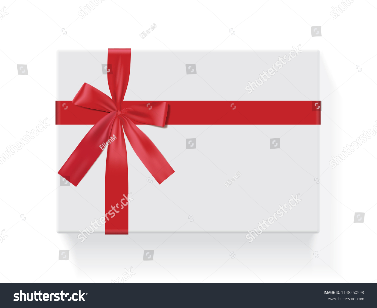 Rectangular White Box Red Bow Vector Stock Vector (Royalty Free ...