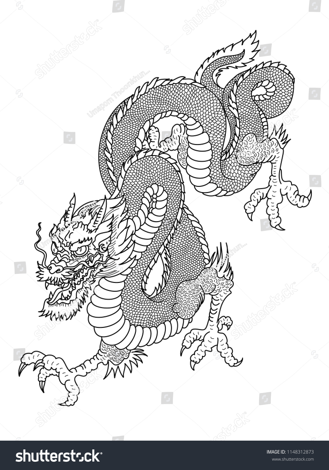 Chinese Dragon Vectorlucky Dragon Golden Pattern Stock Vector (Royalty ...