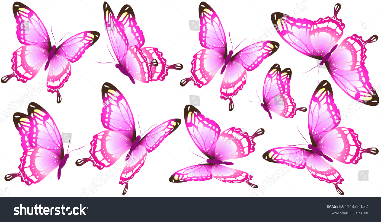 Бабочка розовая сбоку