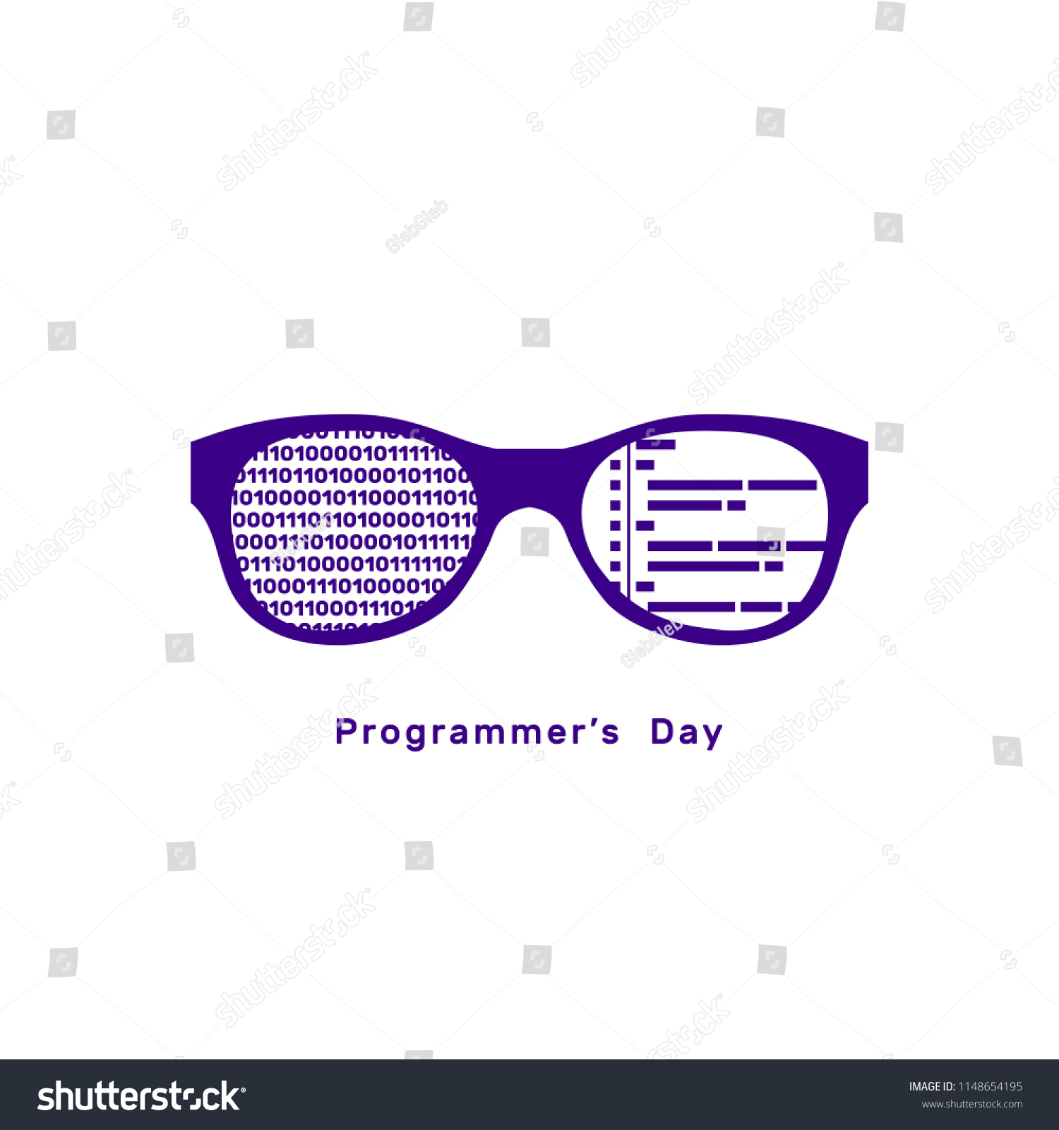 Eyeglass Frame Binary Code Programmers Day Stock Vector (Royalty Free ...