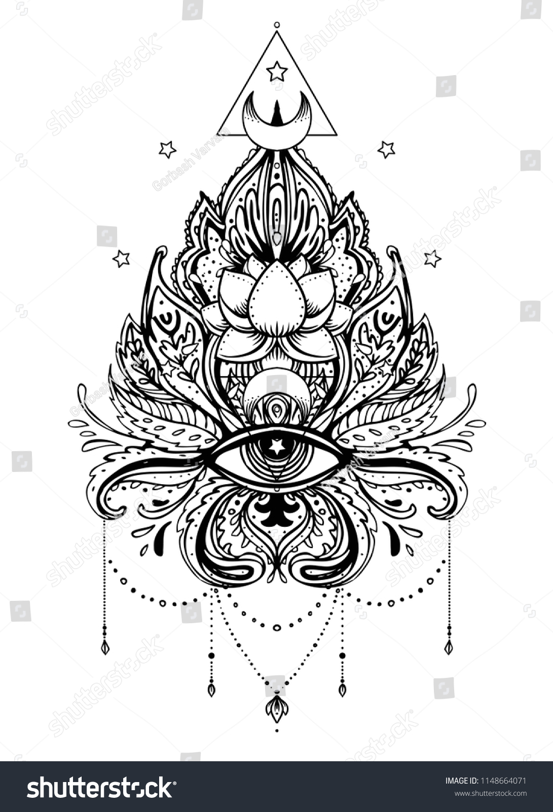 Lotus Eye Sacred Geometry Ayurveda Symbol Stock Vector (Royalty Free ...