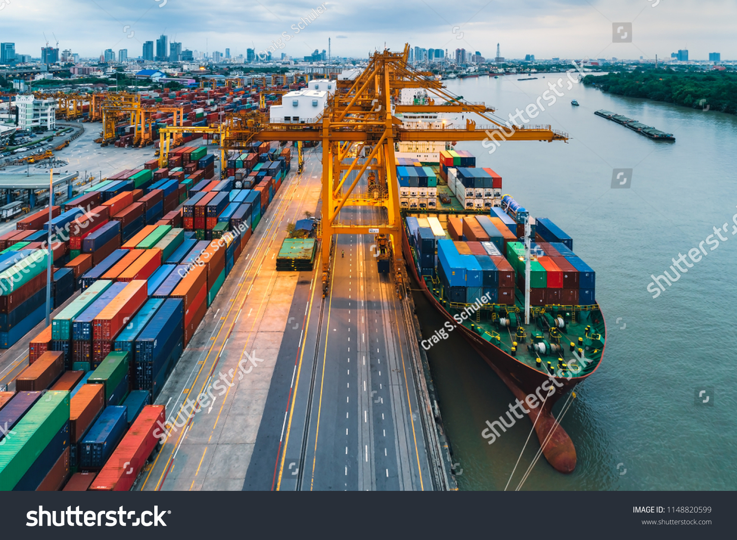 Containers Being Loaded Bangkok Port Thailand Stock Photo 1148820599 ...