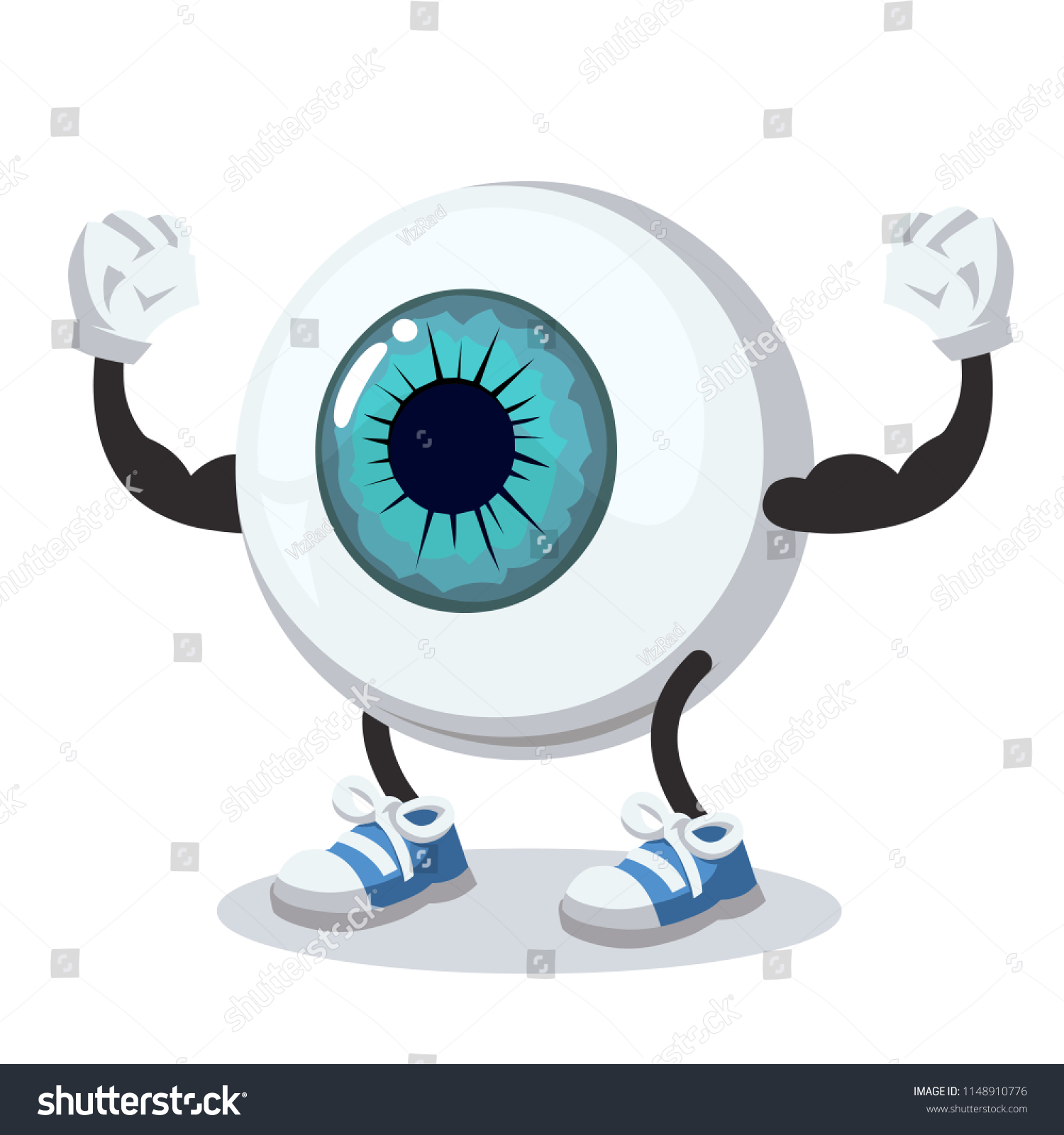 Cartoon Eyeball Mascot Shows Strength On Stock Vector (Royalty Free ...