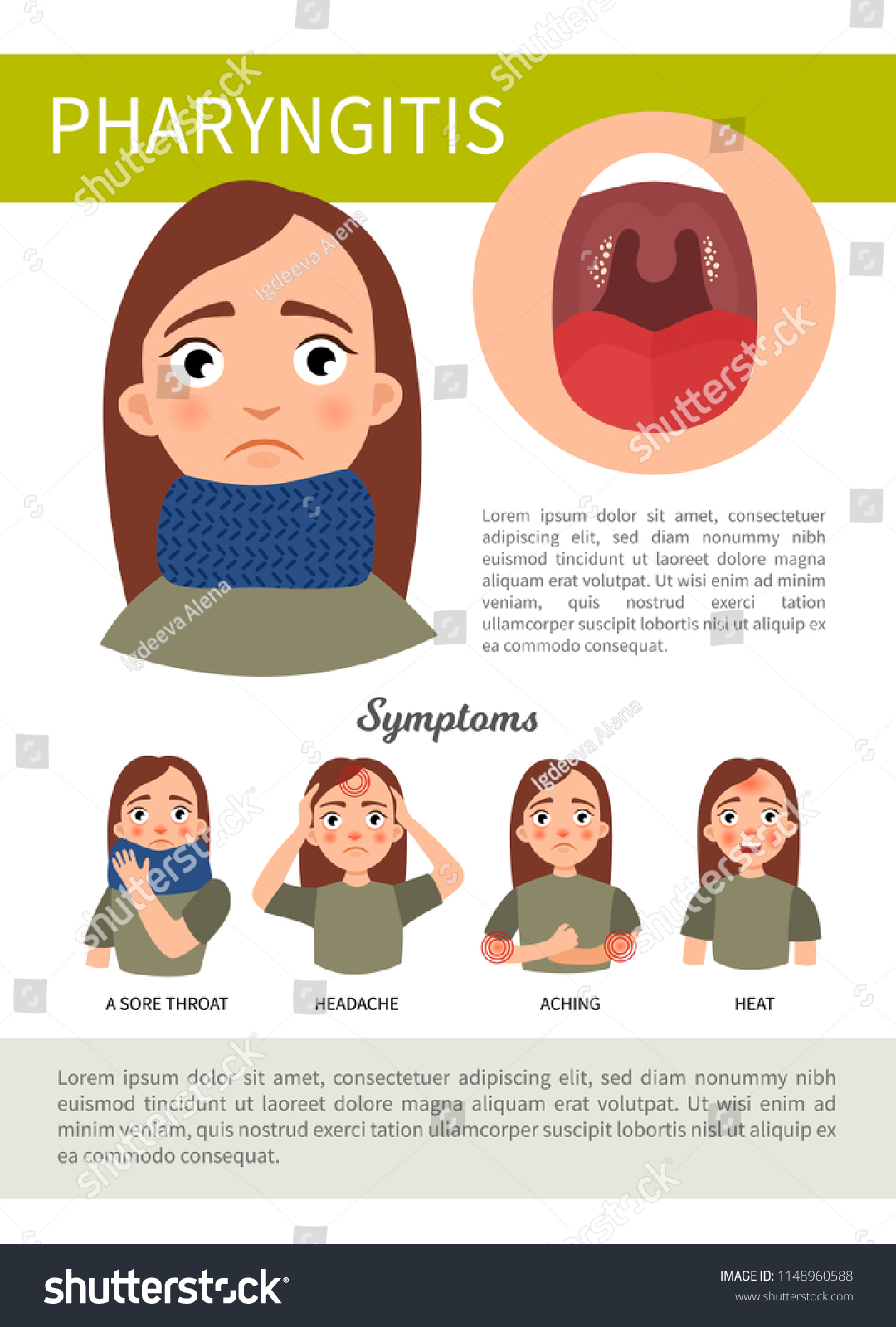 Infographics Pharyngitis Sore Throat Illustration Cute Stock Vector ...