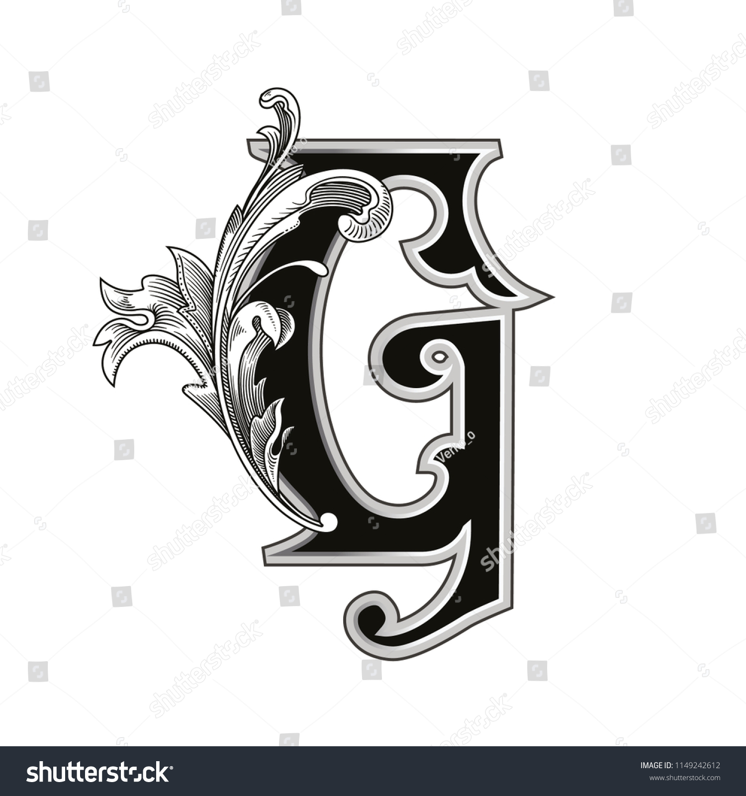 Vector Illustration Uppercase Letter Decorations Isolated Stock Vector ...