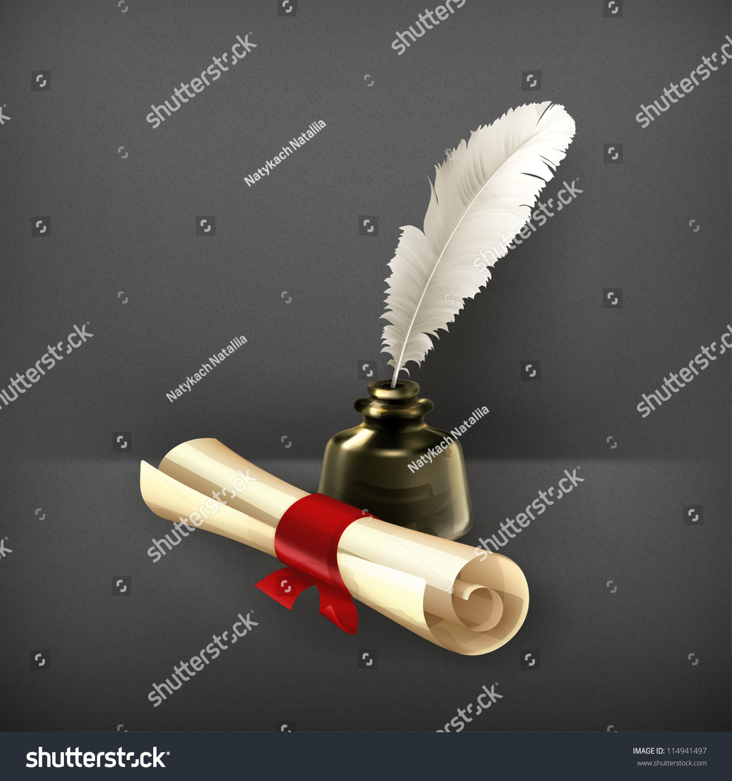 Ancient Scroll Feather Vector Stock Vector (Royalty Free) 114941497