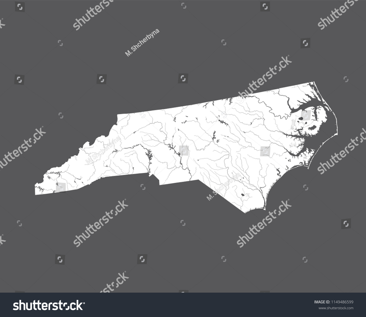 Us States Map North Carolina Rivers Stock Vector (royalty Free 