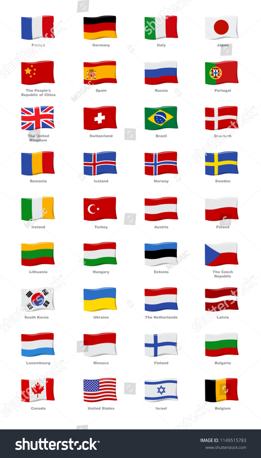 Vector Set Flags Countries Europe Asia Stock Vector (Royalty Free ...