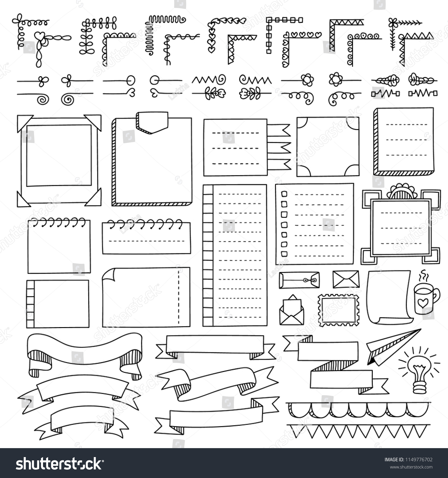 Bullet Journal Hand Drawn Vector Elements Stock Vector (Royalty Free