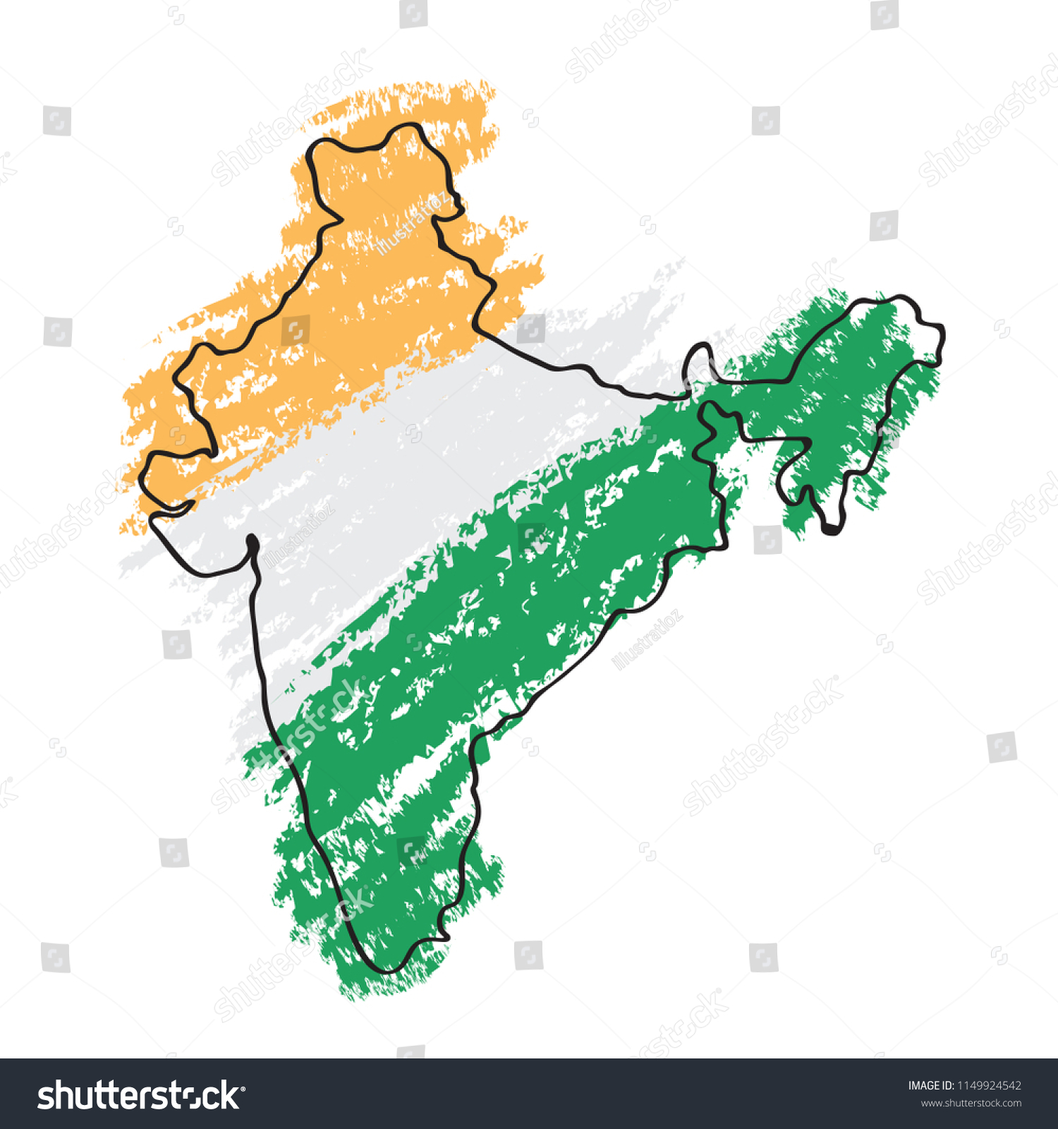 Sketch Map India Stock Vector (Royalty Free) 1149924542 | Shutterstock