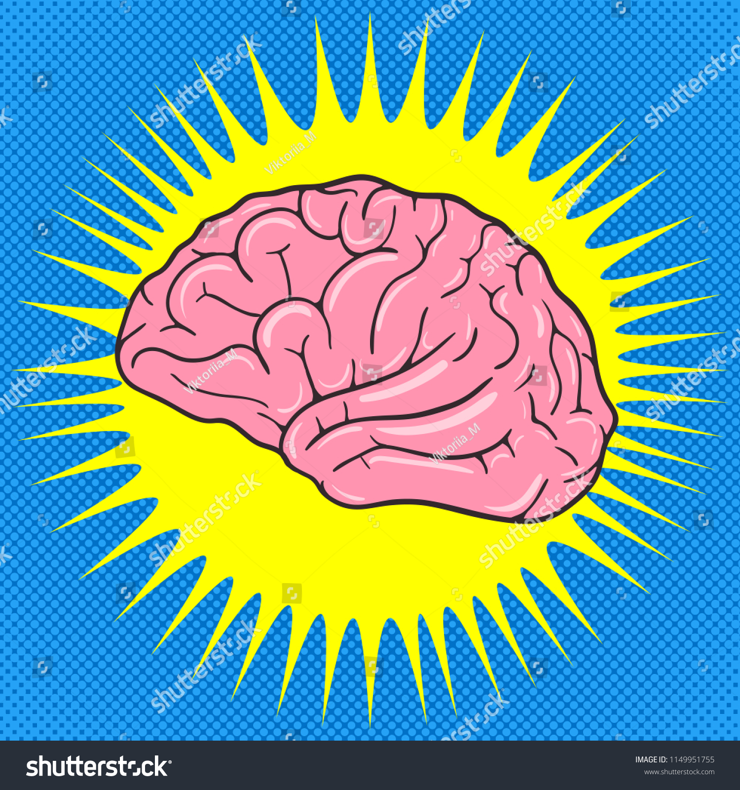 Comic Human Brain Pop Art Vintage: Stockvektorkép (jogdíjmentes) 1149951755...