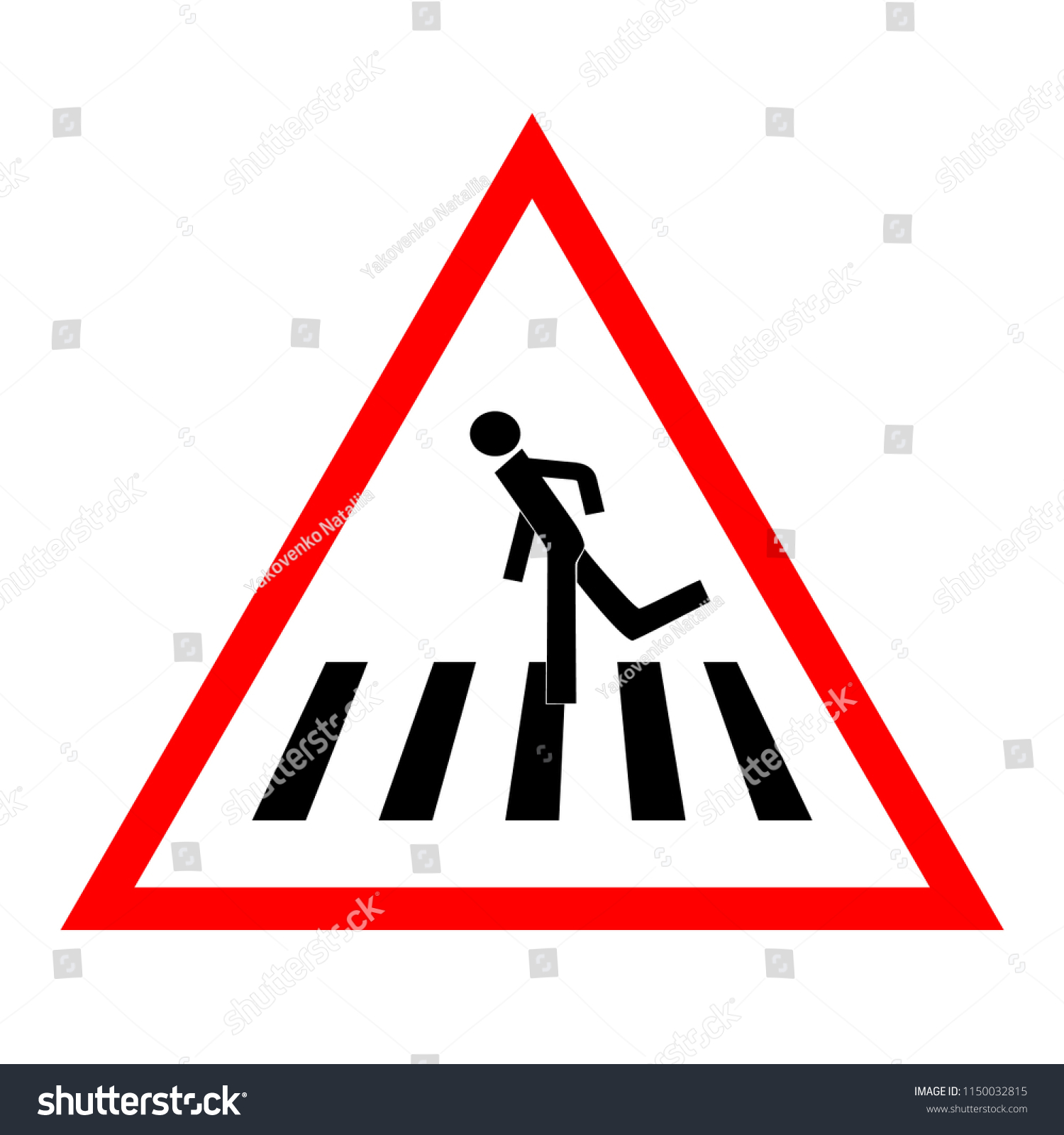 Crosswalk Sign Black Red Triangle Icon Stock Vector (Royalty Free ...