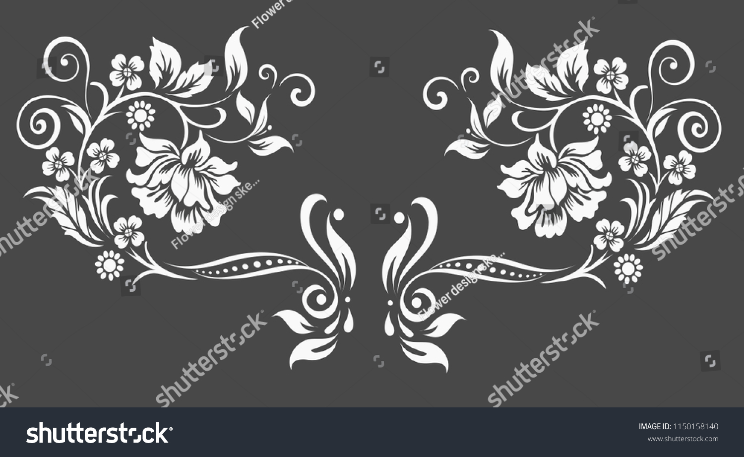 Flower Motif Sketch Design Stock Vector (Royalty Free) 1150158140 ...