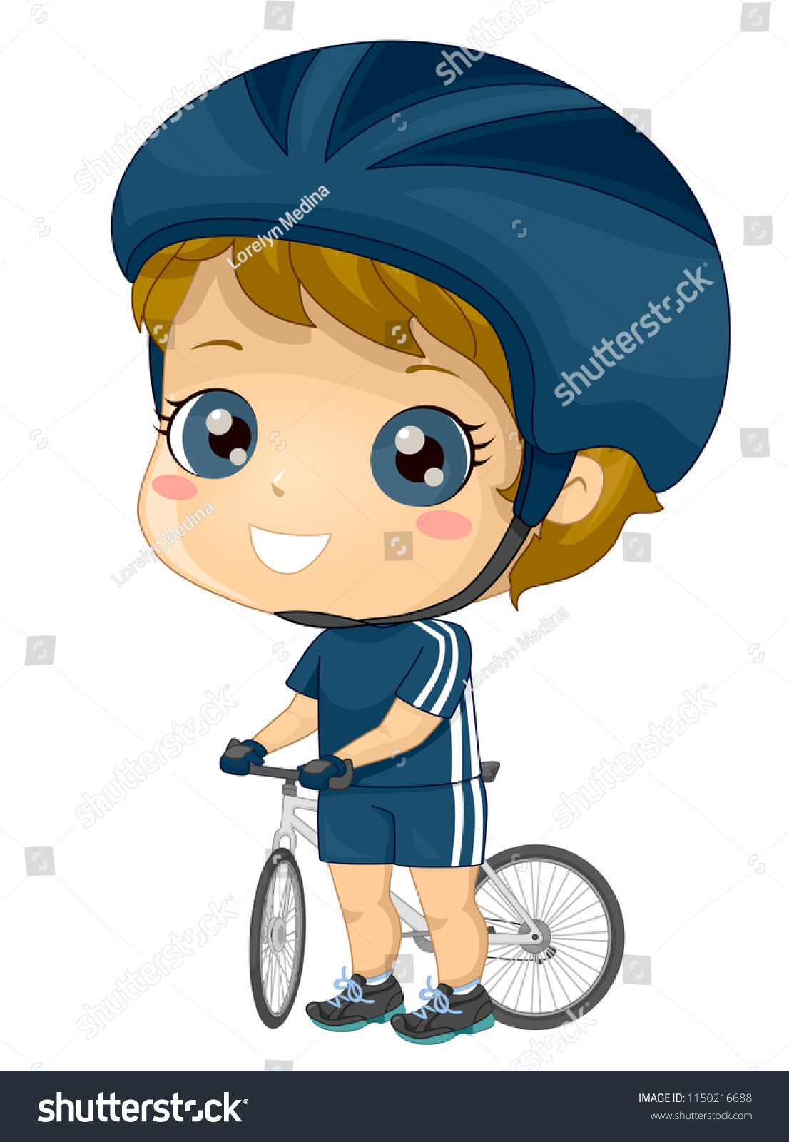 Illustration Kid Boy Cyclist Wearing Cycling Stock Vector (Royalty Free ...