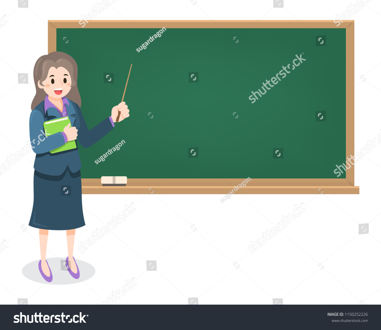 Young Female Teacher On Lesson Chalkboard Stock Vector (Royalty Free ...