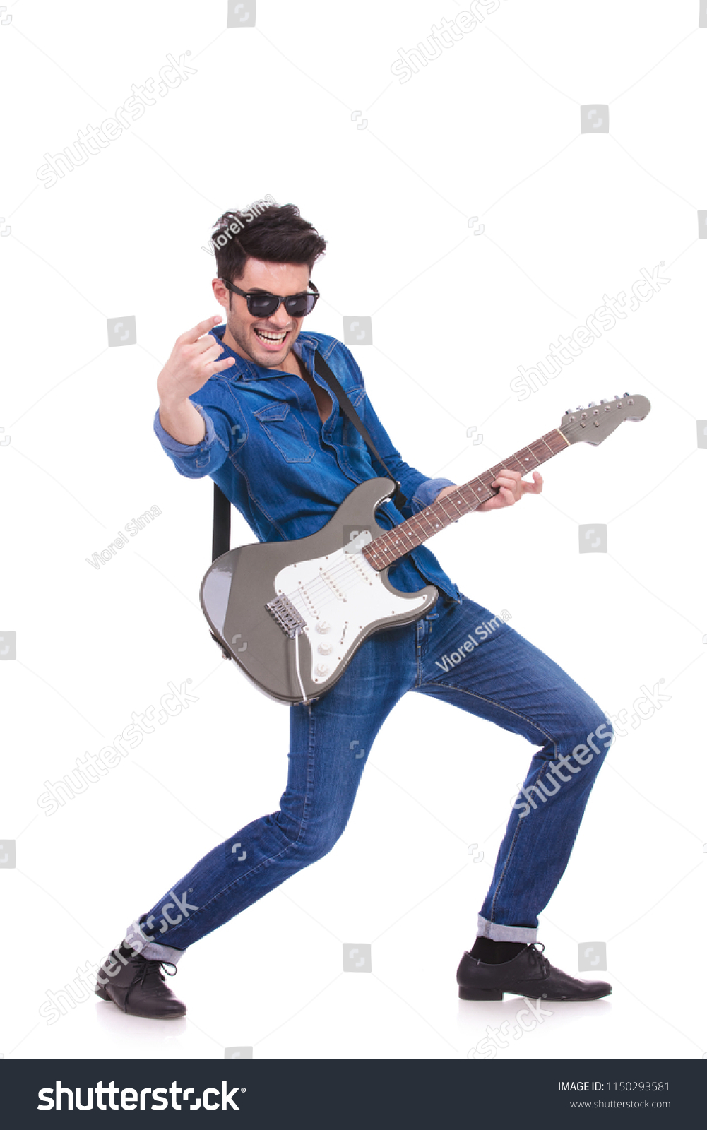 Passionate Guitarist Making Rock Roll Hand Stock Photo 1150293581 ...