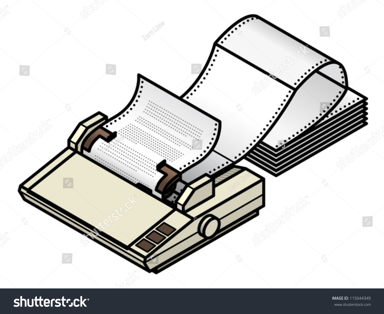 Dot Matrix Printer Tractorfeed Fanfold Paper Stock Vector (Royalty Free