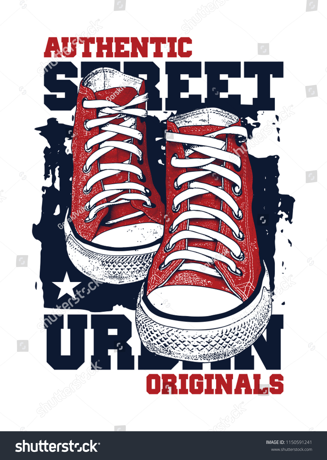 Sneakers Illustration Tshirt College Style Pair Stock Vector (Royalty ...