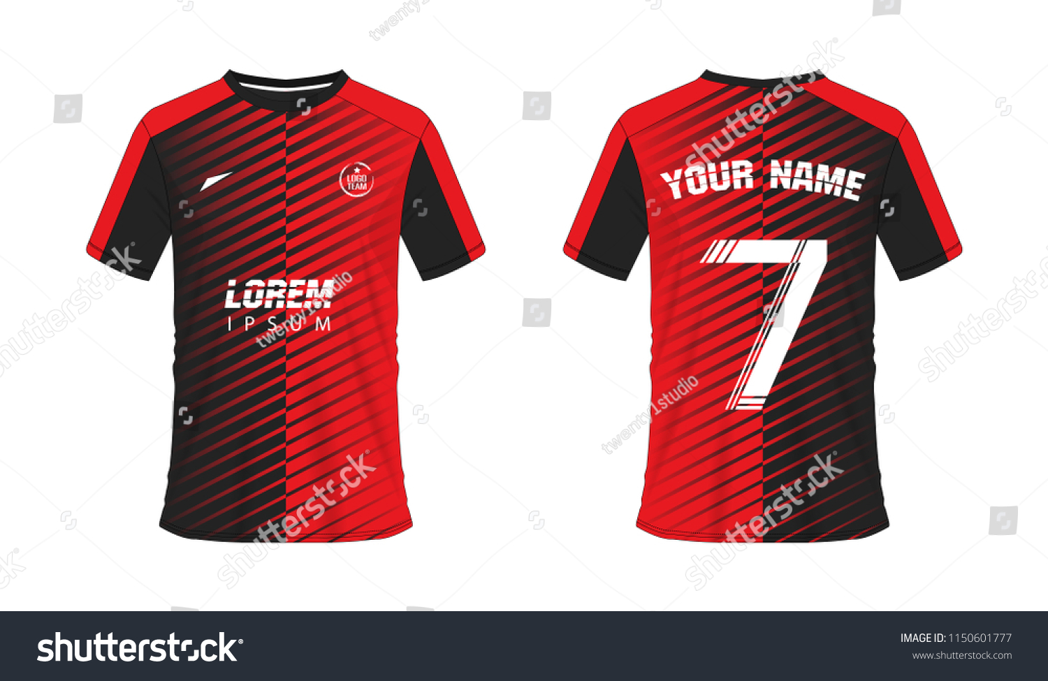 Tshirt Red Black Soccer Football Template Stock Vector (Royalty Free ...