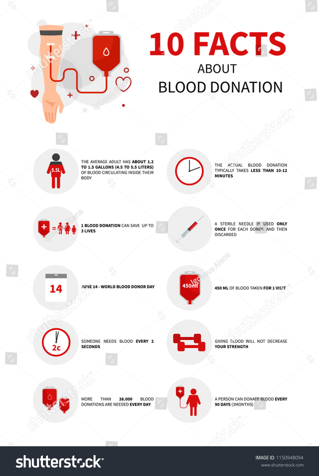 Vector Poster Blood Donation 10 Interesting Stock Vector (Royalty Free ...